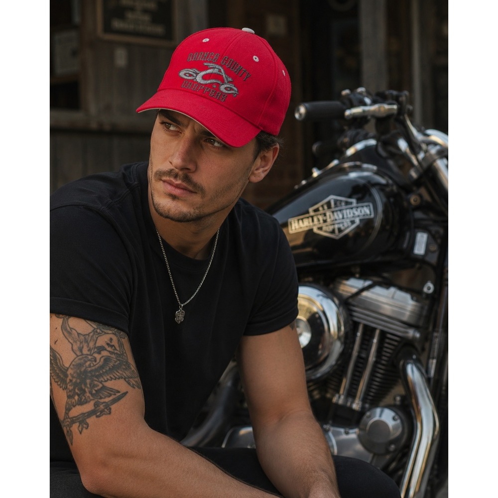 Orange County Choppers Hat OSFA Red Embroidered Biker Baseball Cap OCC #1252